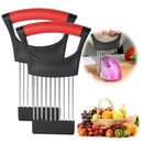 Onion Holder for Slicing Onion, Slice Holder Kitchen Chopper Assistant Tool, Vegetable Cutter with Protective Cover for Tomato, Lemon, Potato, Egg, Food Slice Assistant, Home Kitchen Tool, 2 Pcs 3.74" x 5.63" Green/2 Pcs