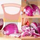 Onion Holder for Slicing Onion, Slice Holder Kitchen Chopper Assistant Tool, Vegetable Cutter with Protective Cover for Tomato, Lemon, Potato, Egg, Food Slice Assistant, Home Kitchen Tool, 2 Pcs 3.74" x 5.63" Red/2 Pcs