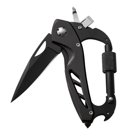 Portable 2-in-1 Multifunctional Folding Pocket Knife,All-in-One Outdoor Portable Multifunctional Red Folding Pocket Tool Multiple Functions Tool with Bottle Opener, Window Breaker Screwdriver,Red Black