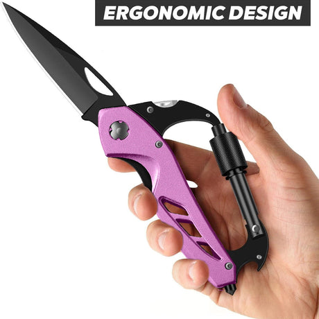 Portable 2-in-1 Multifunctional Folding Pocket Knife,All-in-One Outdoor Portable Multifunctional Red Folding Pocket Tool Multiple Functions Tool with Bottle Opener, Window Breaker Screwdriver,Red Black