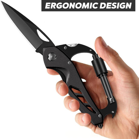 Portable 2-in-1 Multifunctional Folding Pocket Knife,All-in-One Outdoor Portable Multifunctional Red Folding Pocket Tool Multiple Functions Tool with Bottle Opener, Window Breaker Screwdriver,Red Black