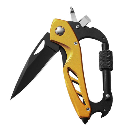 Portable 2-in-1 Multifunctional Folding Pocket Knife,All-in-One Outdoor Portable Multifunctional Red Folding Pocket Tool Multiple Functions Tool with Bottle Opener, Window Breaker Screwdriver,Red Gold