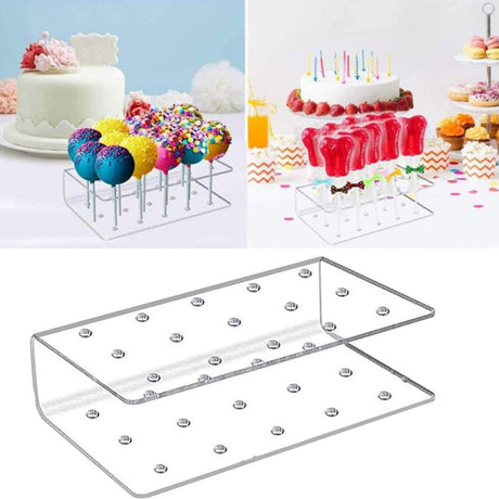 Cake Pop Stand 15 Holes Lollipop Display Stand, Acrylic Clear Cake Pop Holder Lollipop Display for Dessert Table Weddings Birthday Party Halloween Candy Decorative, 6.2x3.5x1.5 6.2