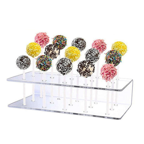 Cake Pop Stand 15 Holes Lollipop Display Stand, Acrylic Clear Cake Pop Holder Lollipop Display for Dessert Table Weddings Birthday Party Halloween Candy Decorative, 6.2x3.5x1.5 6.2