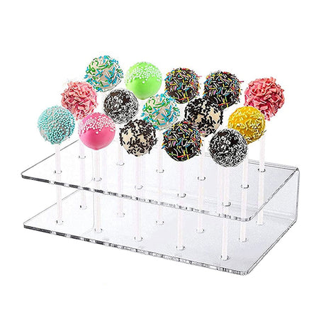 Cake Pop Stand 15 Holes Lollipop Display Stand, Acrylic Clear Cake Pop Holder Lollipop Display for Dessert Table Weddings Birthday Party Halloween Candy Decorative, 6.2x3.5x1.5 6.2