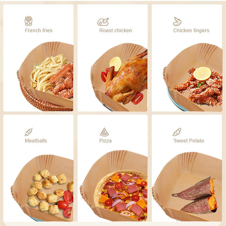 10/30/50/100 Pcs Air Fryer Disposable Paper Liners,8In Unbleached Square Parchment Paper Non-Stick Airfryer Basket Liners For Steamer Microwave Oven, Deep Fryer Parts & Accessories,(A,10PCS) 30PCS A
