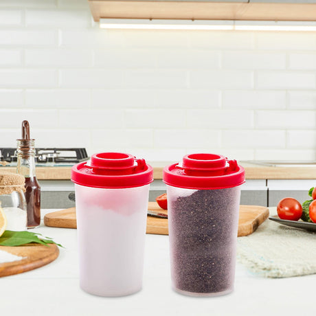 Salt And Pepper Shakers Moisture Proof,Plastic Salt Shakers,Salt Shaker To Go Camping Picnic Outdoors Kitchen Lunch Boxes Travel Spice Set Clear With Red Covers Lids Plastic Airtight Dispenser,1PCS 10PCS