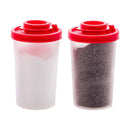 Salt And Pepper Shakers Moisture Proof,Plastic Salt Shakers,Salt Shaker To Go Camping Picnic Outdoors Kitchen Lunch Boxes Travel Spice Set Clear With Red Covers Lids Plastic Airtight Dispenser,1PCS 3PCS