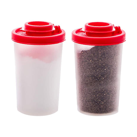 Salt And Pepper Shakers Moisture Proof,Plastic Salt Shakers,Salt Shaker To Go Camping Picnic Outdoors Kitchen Lunch Boxes Travel Spice Set Clear With Red Covers Lids Plastic Airtight Dispenser,1PCS 5PCS