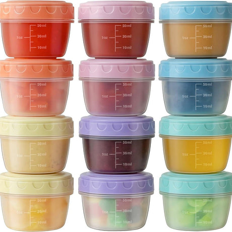 6Pcs 2Oz Small Containers With Lids,Reusable Plastic Storage Jars For Snack And Puree, Salad Dressing Container To Go, Storage Containers, Freezer Food Containers, Dishwasher Safe,Bpa Free,6PCS 18PCS