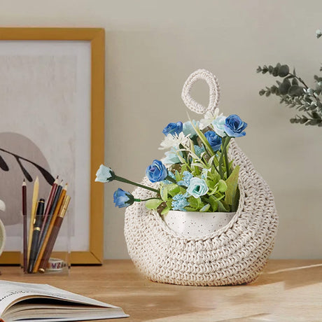 Woven Breads Baskets, Oval Small Fruit Baskets, Stackable Plastic Wicker Baskets for Serving Vegetables, Kitchen, Restaurant, Outdoor, Imitation Rattan, 1 Pcs, 7.48x5.11x2.75 11.02