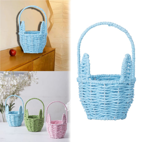 Woven Breads Baskets, Oval Small Fruit Baskets, Stackable Plastic Wicker Baskets for Serving Vegetables, Kitchen, Restaurant, Outdoor, Imitation Rattan, 1 Pcs, 7.48x5.11x2.75 4.88