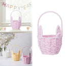 Woven Breads Baskets, Oval Small Fruit Baskets, Stackable Plastic Wicker Baskets for Serving Vegetables, Kitchen, Restaurant, Outdoor, Imitation Rattan, 1 Pcs, 7.48x5.11x2.75 4.88" x 8.19" Pink