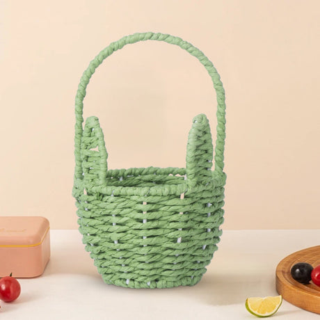 Woven Breads Baskets, Oval Small Fruit Baskets, Stackable Plastic Wicker Baskets for Serving Vegetables, Kitchen, Restaurant, Outdoor, Imitation Rattan, 1 Pcs, 7.48x5.11x2.75 4.88