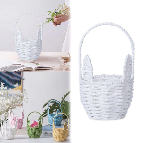 Woven Breads Baskets, Oval Small Fruit Baskets, Stackable Plastic Wicker Baskets for Serving Vegetables, Kitchen, Restaurant, Outdoor, Imitation Rattan, 1 Pcs, 7.48x5.11x2.75 4.88