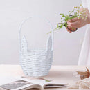 Woven Breads Baskets, Oval Small Fruit Baskets, Stackable Plastic Wicker Baskets for Serving Vegetables, Kitchen, Restaurant, Outdoor, Imitation Rattan, 1 Pcs, 7.48x5.11x2.75 4.88" x 8.19" White