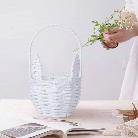 Woven Breads Baskets, Oval Small Fruit Baskets, Stackable Plastic Wicker Baskets for Serving Vegetables, Kitchen, Restaurant, Outdoor, Imitation Rattan, 1 Pcs, 7.48x5.11x2.75 4.88