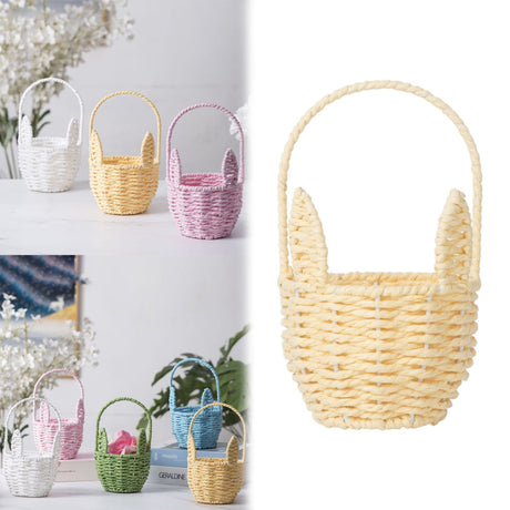 Woven Breads Baskets, Oval Small Fruit Baskets, Stackable Plastic Wicker Baskets for Serving Vegetables, Kitchen, Restaurant, Outdoor, Imitation Rattan, 1 Pcs, 7.48x5.11x2.75 4.88