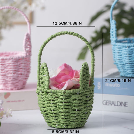 Woven Breads Baskets, Oval Small Fruit Baskets, Stackable Plastic Wicker Baskets for Serving Vegetables, Kitchen, Restaurant, Outdoor, Imitation Rattan, 1 Pcs, 7.48x5.11x2.75 4.88