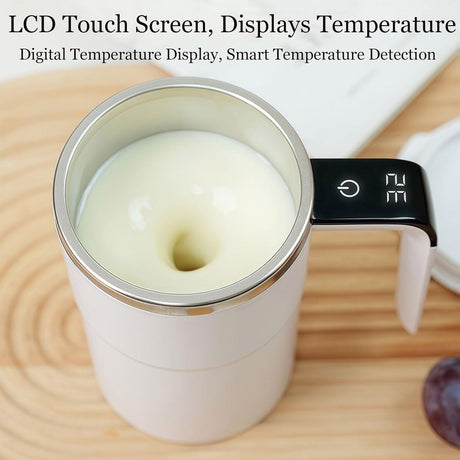 Self-Stirring Magnetic Coffee Mug with Temperature Display,Automatic Mixing for Coffee Tea and Shakes,Food Grade 304 Stainless Steel Liner,Smart LCD Screen for Real-Time Heat Monitoring A