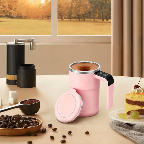 Self-Stirring Magnetic Coffee Mug with Temperature Display,Automatic Mixing for Coffee Tea and Shakes,Food Grade 304 Stainless Steel Liner,Smart LCD Screen for Real-Time Heat Monitoring C