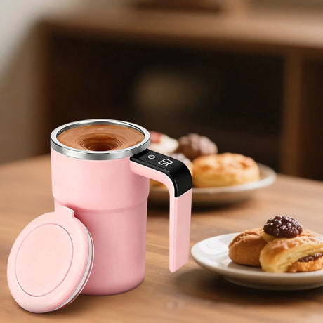 Self-Stirring Magnetic Coffee Mug with Temperature Display,Automatic Mixing for Coffee Tea and Shakes,Food Grade 304 Stainless Steel Liner,Smart LCD Screen for Real-Time Heat Monitoring C