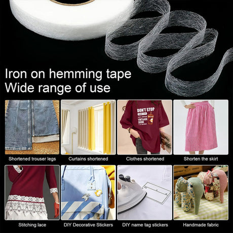 White No Sew Hemming Tape Double Sided,No Sewing Hemming Tape,Fabric Adhesive Tape,Fabric Tape For Hemming,No Sew Hemming Tapes For Pants Curtains Dresses Clothes Fabric Crafting Projects 1.5 cm White