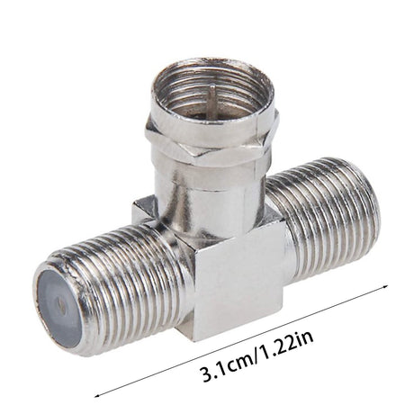 Coaxial Cable Splitter, TV Splitter 2 in 1 Out 2-Pack F Type RG6 Male to 2 F Female 3 Way Cable Splitter Coax T Connector Adapter for Video VCR Antenna Cable Satellite, 2 Pcs, 1.22 Inches 1.22