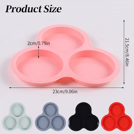 1 Pcs Silicone Egg Cups for Air Fryer,3-Cavity Cupcake Baking Tray,Round Silicone Baking Tools,Round Silicone Ramekins,for Sandwiches,Non-Stick Tray for Baking Accessories,(Dark Gray,9.06x8.46 in) Black