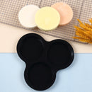 1 Pcs Silicone Egg Cups for Air Fryer,3-Cavity Cupcake Baking Tray,Round Silicone Baking Tools,Round Silicone Ramekins,for Sandwiches,Non-Stick Tray for Baking Accessories,(Dark Gray,9.06x8.46 in) Black