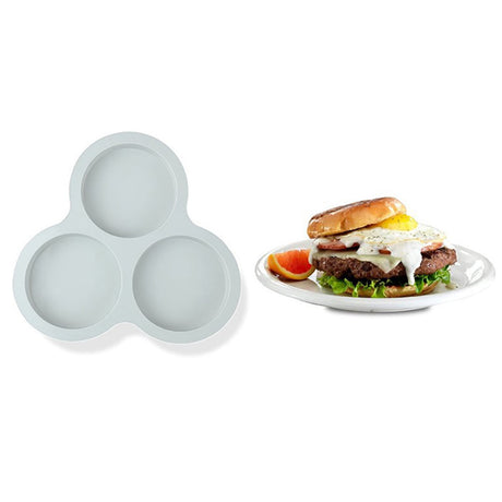 1 Pcs Silicone Egg Cups for Air Fryer,3-Cavity Cupcake Baking Tray,Round Silicone Baking Tools,Round Silicone Ramekins,for Sandwiches,Non-Stick Tray for Baking Accessories,(Dark Gray,9.06x8.46 in) Gray