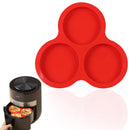 1 Pcs Silicone Egg Cups for Air Fryer,3-Cavity Cupcake Baking Tray,Round Silicone Baking Tools,Round Silicone Ramekins,for Sandwiches,Non-Stick Tray for Baking Accessories,(Dark Gray,9.06x8.46 in) Red