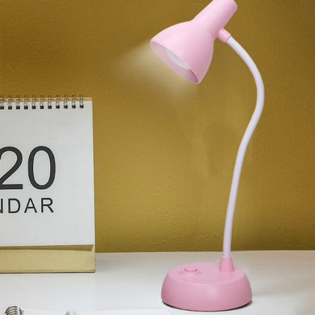 LED Eye Protection Table Lamp for Estudiar,Bendable Gooseneck and Adjustable Brightness,Battery-Powered and Portable,Ideal for Bedroom,Dorm,or Reading,Includes USB Cable. Pink