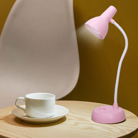 LED Eye Protection Table Lamp for Estudiar,Bendable Gooseneck and Adjustable Brightness,Battery-Powered and Portable,Ideal for Bedroom,Dorm,or Reading,Includes USB Cable. Pink