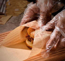 Silicone baking paper wax paper - for cooked food, 100 sheets square kraft paper for absorbing oil, newspaper for sandwich and food baskets, suitable for cakes, bread, fries, pizza, hamburgers, hot dogs