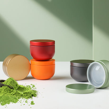 Tea Box - Portable Mini Tea Caddy, Large Tea Storage Container, Small Round Tin Coffee Caddy