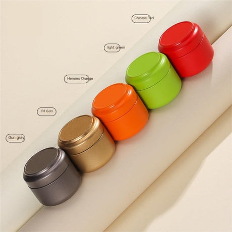 Tea Box - Portable Mini Tea Caddy, Large Tea Storage Container, Small Round Tin Coffee Caddy