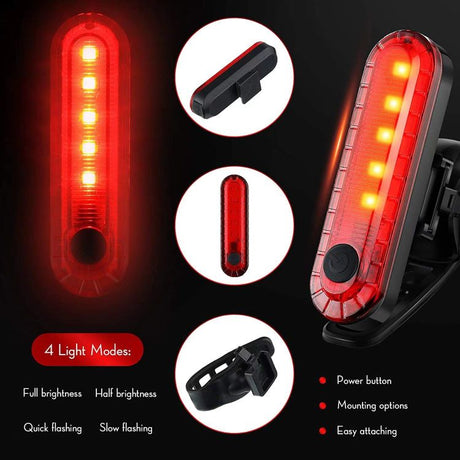 Rear Light Bike - 2 Pack USB Rechargeable Bicycle Tail Lights, Waterproof Safety Warning Lights, Mountain Bike Accessories for Night Cycling