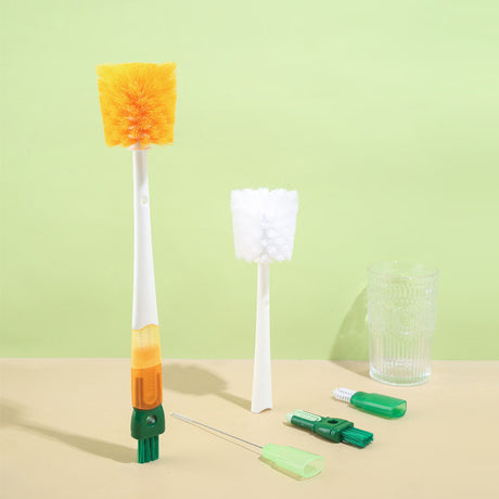 Bottle Brush - Dishwashing Brush - Straw Brush - Bottle Cleaner - Drinking Bottle - Thermos Cup - Cup Cleaner - Crevice Brush - Kitchen Accessories - Multifunctional - Orange - 1 Piece