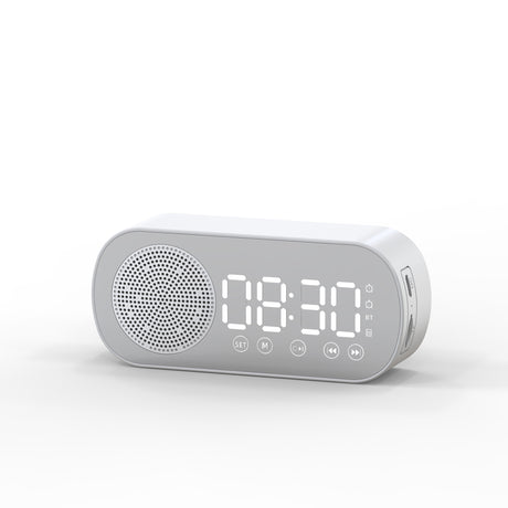 Alarm clock radio - mains powered alarm clock radio - child's alarm clock - digital alarm clocks - analog alarm clock - digital alarm clock - digital bedroom alarm clock - Bluetooth speaker - speaker - mirror with light - portable radio - white - 1 piece