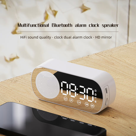Alarm clock radio - mains powered alarm clock radio - child's alarm clock - digital alarm clocks - analog alarm clock - digital alarm clock - digital bedroom alarm clock - Bluetooth speaker - speaker - mirror with light - portable radio - pink - 1 piece