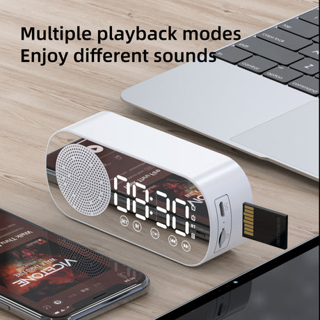 Alarm clock radio - mains powered alarm clock radio - child's alarm clock - digital alarm clocks - analog alarm clock - digital alarm clock - digital bedroom alarm clock - Bluetooth speaker - speaker - mirror with light - portable radio - pink - 1 piece