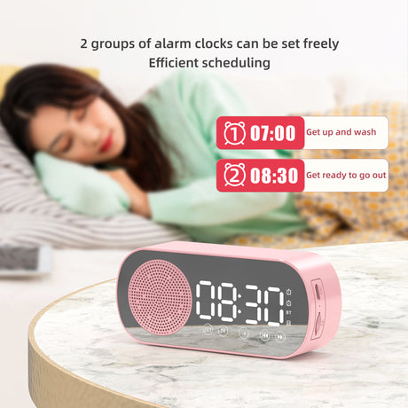 Alarm clock radio - mains powered alarm clock radio - child's alarm clock - digital alarm clocks - analog alarm clock - digital alarm clock - digital bedroom alarm clock - Bluetooth speaker - speaker - mirror with light - portable radio - Black - 1 piece