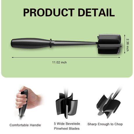 Minced Meat Ruller - Potato Masher - Meat Masher - Mashed Potatoes - Meat Chopper - Kitchen Utensils - Vegetable Masher - Hamburger Chopper - Mashed Potato Masher - Kitchen Tools - Meat Chopper - Heat Resistant - Spatula - Black - 1 Piece