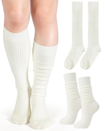 Knee Socks Women - Long Socks - Slouch Socks - Ribbed Socks - Drop-Down Socks - Winter Socks - Cotton - Leg Warmer Effect - High Socks - Warm House Socks - Women's Stockings - Ribbed Socks - Casual - Retro - Multicolor - 5 Pairs