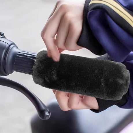 Handlebar Muffs - Hand Warmers - Motorcycle Accessories - Scooter Accessories - Handles - Brake Lever Protection - Winter - Moped - Bicycle Handlebars - Plush - Gift for Men - Soft Grip - Universal - Black - 2 Pieces