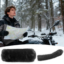 Handlebar Muffs - Hand Warmers - Motorcycle Accessories - Scooter Accessories - Handles - Brake Lever Protection - Winter - Moped - Bicycle Handlebars - Plush - Gift for Men - Soft Grip - Universal - Black - 2 Pieces
