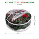 Storage bag - Christmas wreath organizer - Transparent Christmas wreath - Storage box - Christmas tree storage bag - Wreath organizer - Artificial wreath organizer - Organizer - With handle - White - 60 cm - 2 pieces