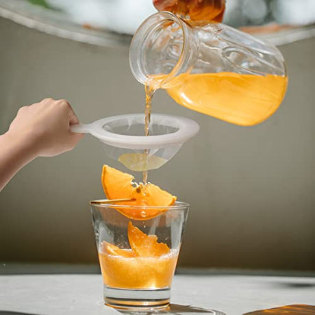 Sieve - Fine sieve - Soy milk sieve - Juicer sieve - Filter - With handle - Kitchen - Ladle - filtering coffee, juice, oil, soy milk - white - 3 pieces