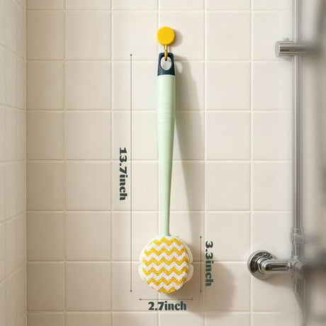 Brush - Bath brush - Shower brush - Scrub brush - Dry brush - Body brush - Long-handled brush - Sponge brush - Bath sponge - Scrubbing brush - Back scrub brush - Double-sided bath brush - Green - 1 piece